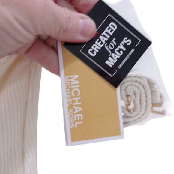 NWT MICHAEL Michael Kors One Piece Swimsuit Sz 8 Ivory One-Shoulder Side-Cutout - Picture 9 of 11